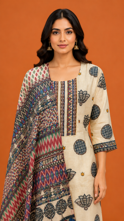 Ivory Heritage Printed Kurta Set