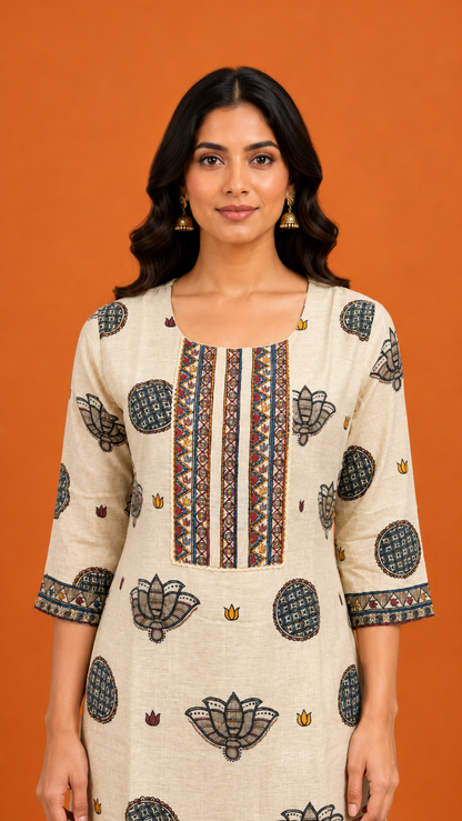 Ivory Heritage Printed Kurta Set