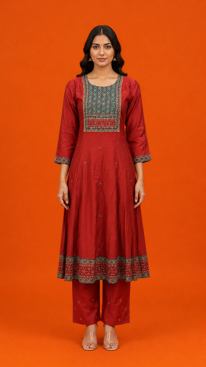 Ruhani Red Kurta Set
