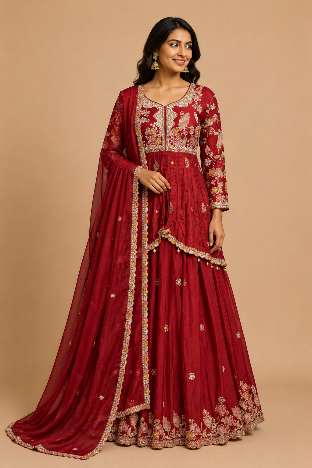 Ruhani Red Anarkali Set