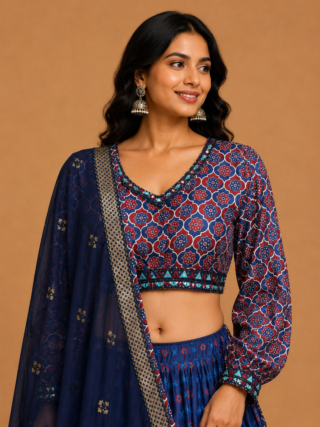 Neelaya Ajrakh Lehenga Set