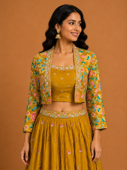 Kesar Bloom Jacket Lehenga Set