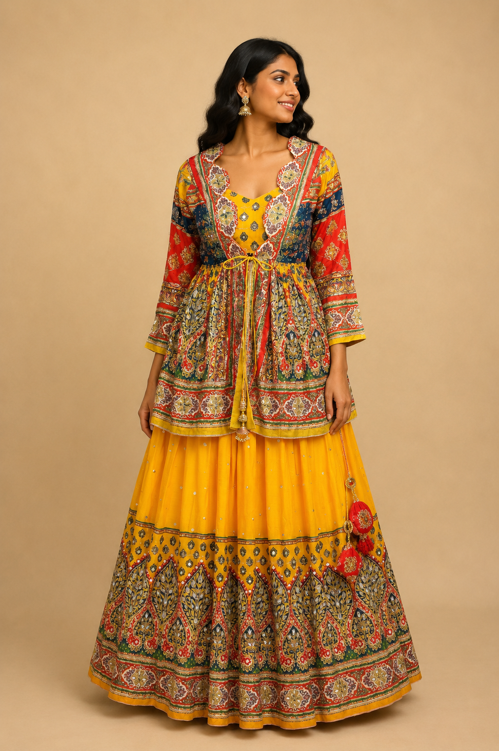 Rangmahal Mustard Jacket Lehenga Set