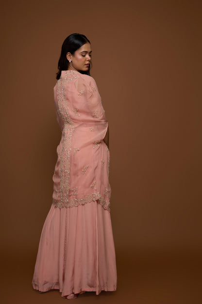 SALMON PINK CAPE AND PALAZZO PANTS SET
