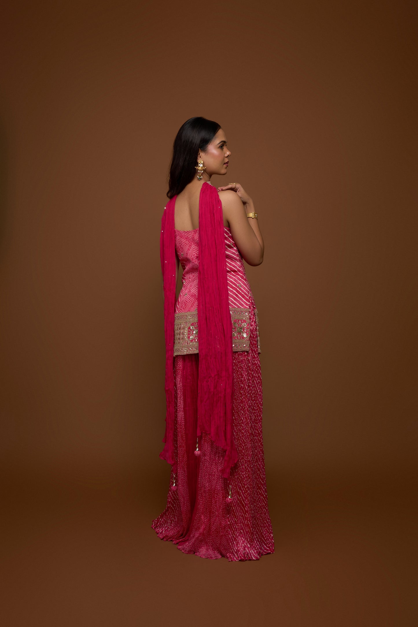 PINK KURTA AND SHARARA PANTS SET