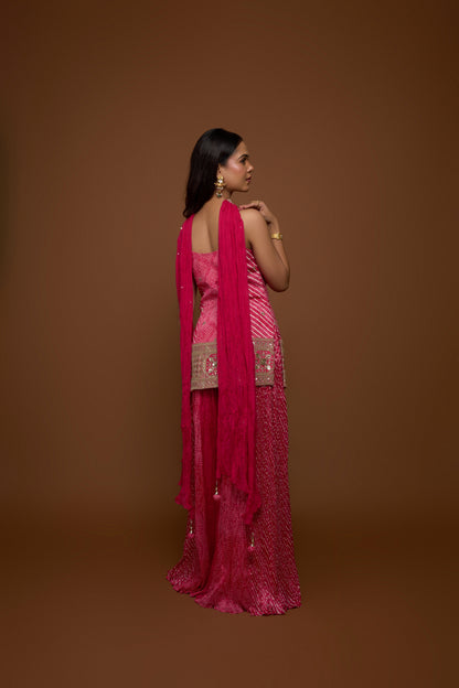 PINK KURTA AND SHARARA PANTS SET