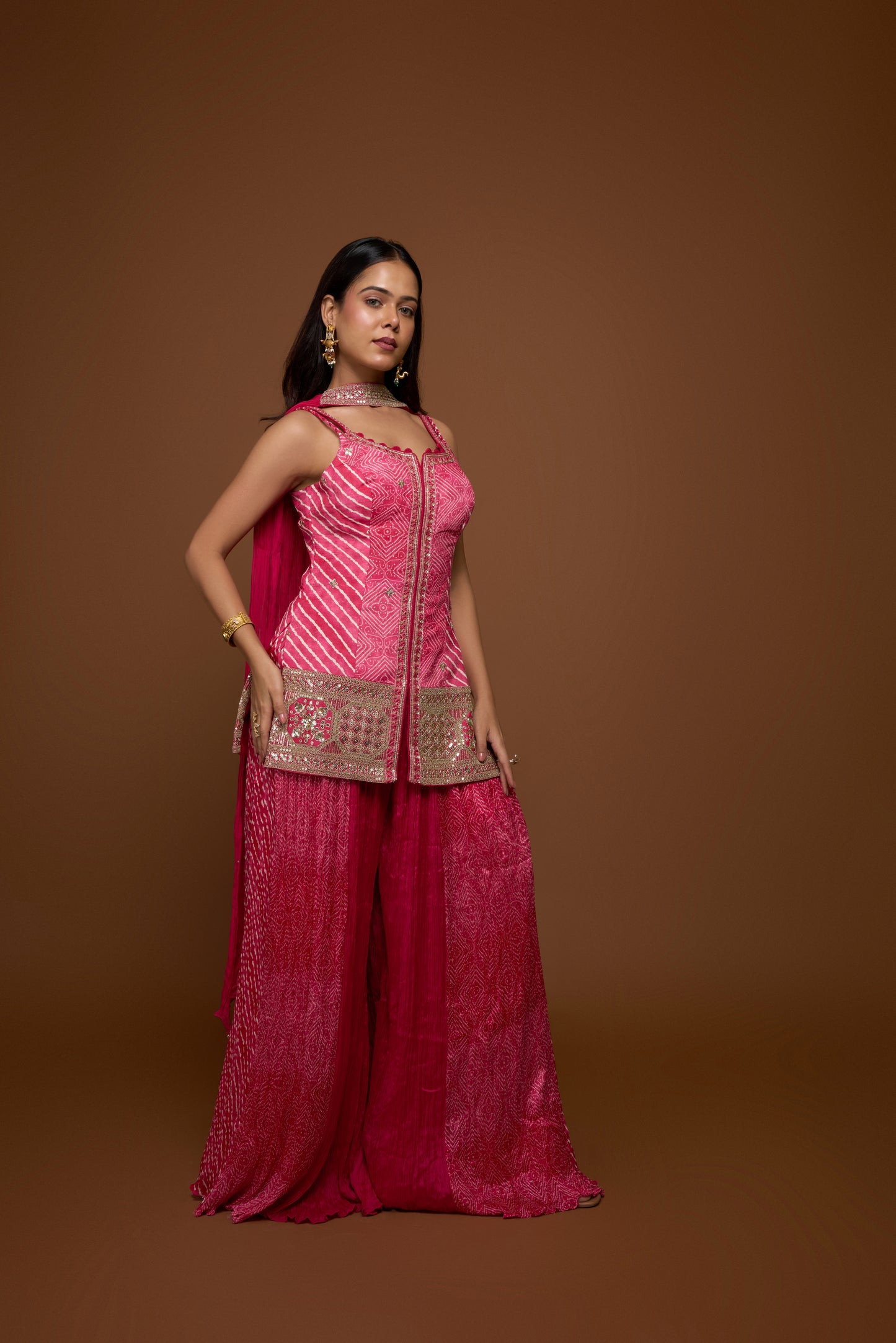 PINK KURTA AND SHARARA PANTS SET