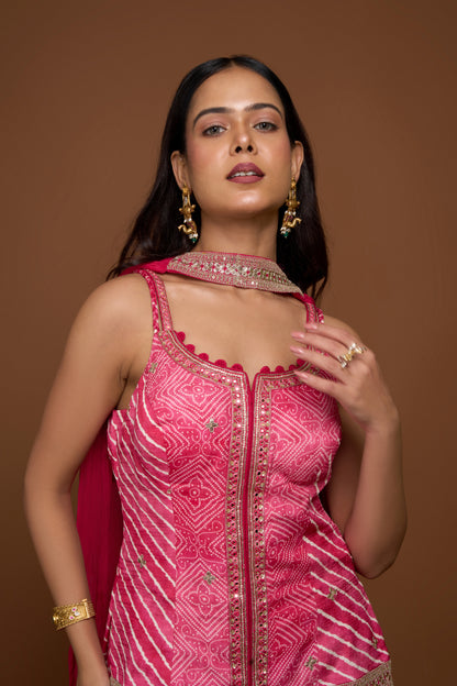 PINK KURTA AND SHARARA PANTS SET