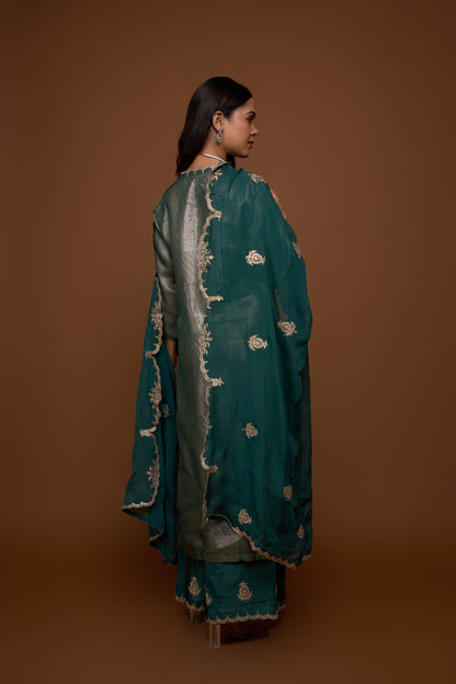 TEAL GREEN KURTA AND PANTS SET
