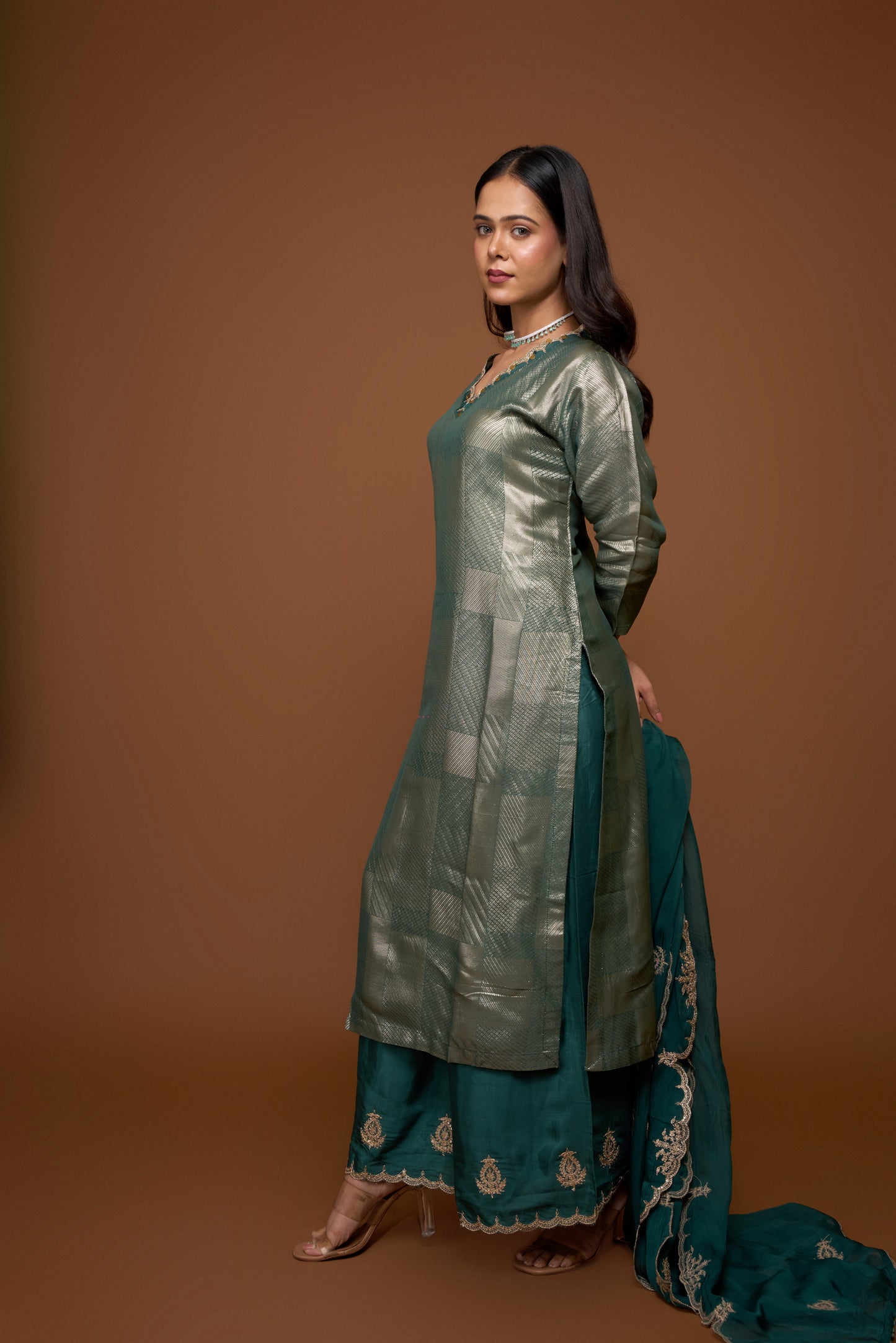 TEAL GREEN KURTA AND PANTS SET
