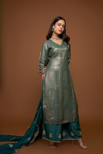 TEAL GREEN KURTA AND PANTS SET