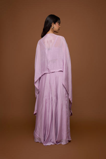 LILAC CAPE AND COWL SKIRT SET