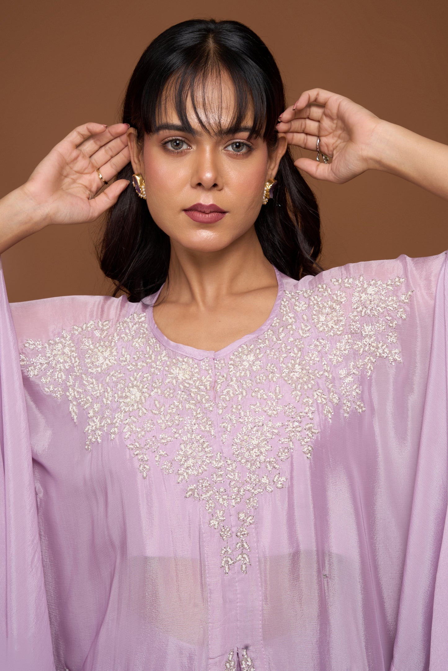 LILAC CAPE AND COWL SKIRT SET