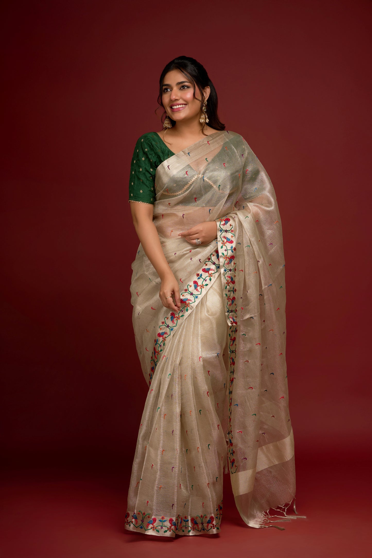 SILVER TISSUE SAREE