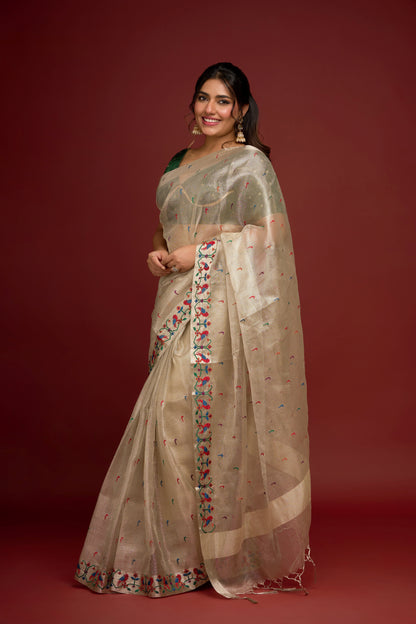 SILVER TISSUE SAREE