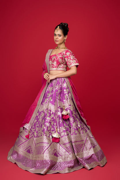 PURPLE SILK LEHENGA
