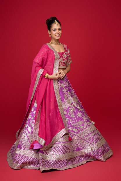 PURPLE SILK LEHENGA