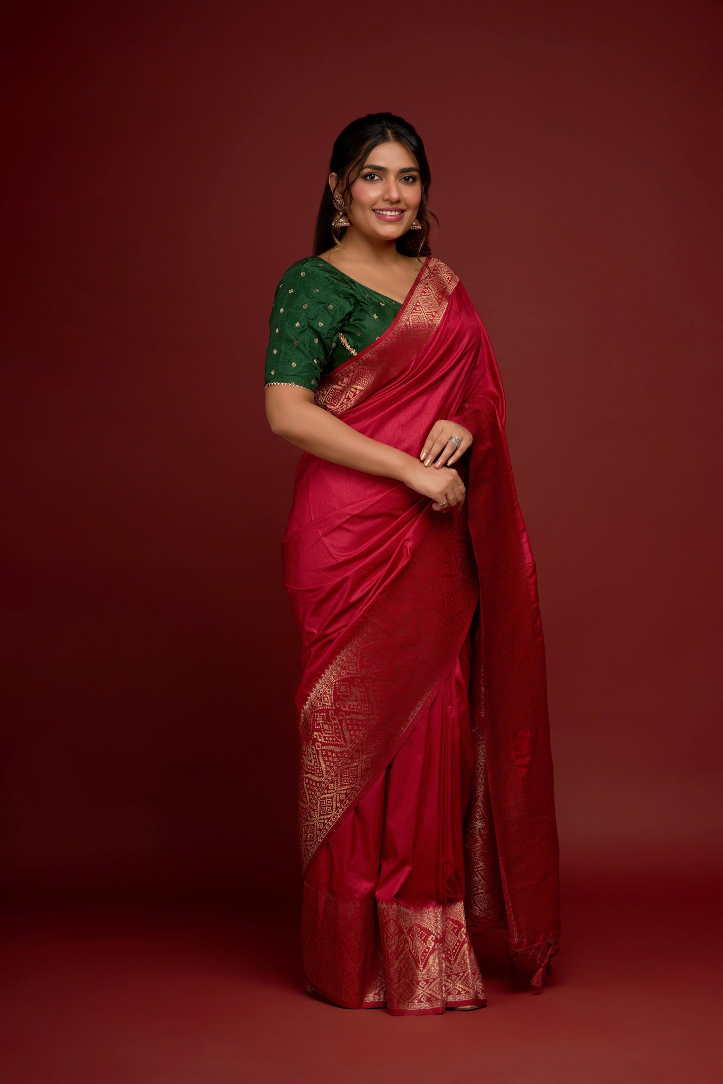 RED DOLA SILK SAREE