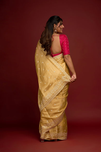 YELLOW SOFT SILK SAREE
