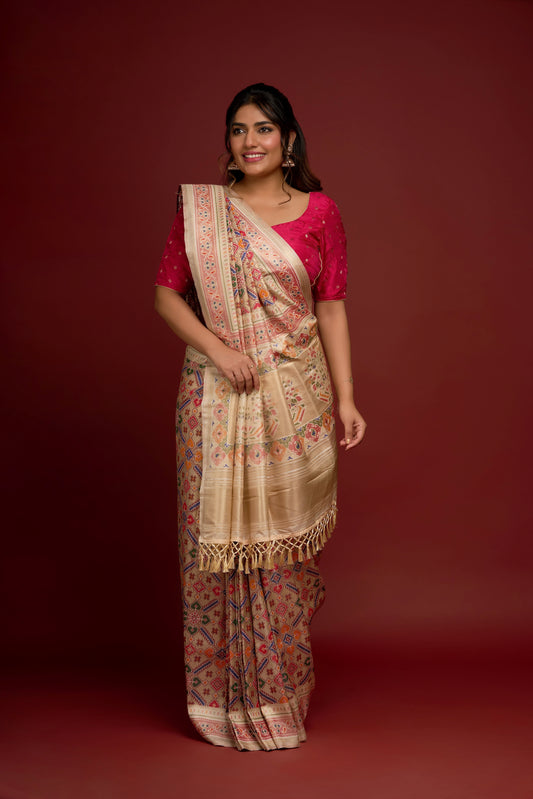 OFF WHITE TISSUE SAREE
