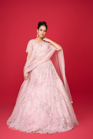 LAVENDER PINK NET LEHENGA