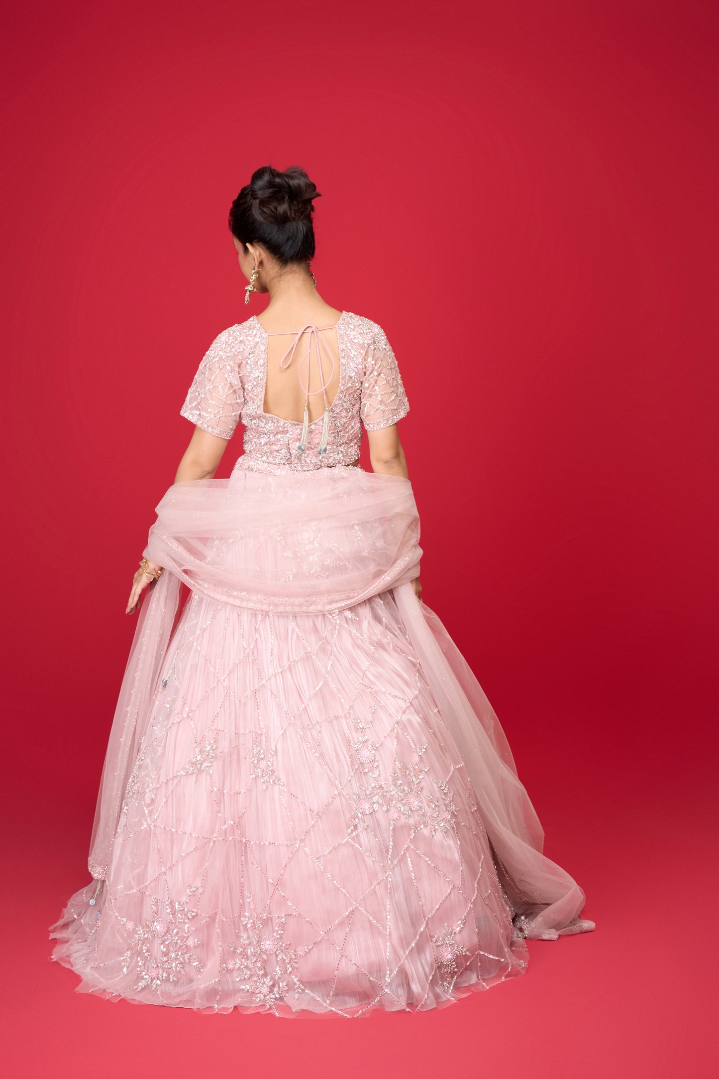 LAVENDER PINK NET LEHENGA