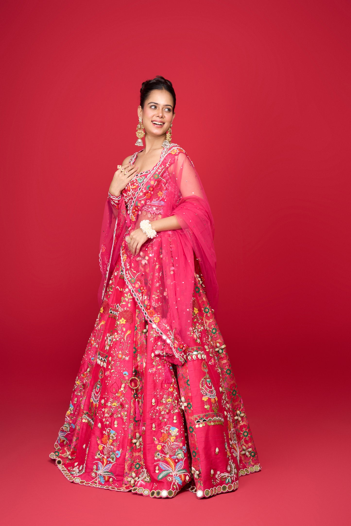 RASPBERRY PINK RAW SILK LEHENGA