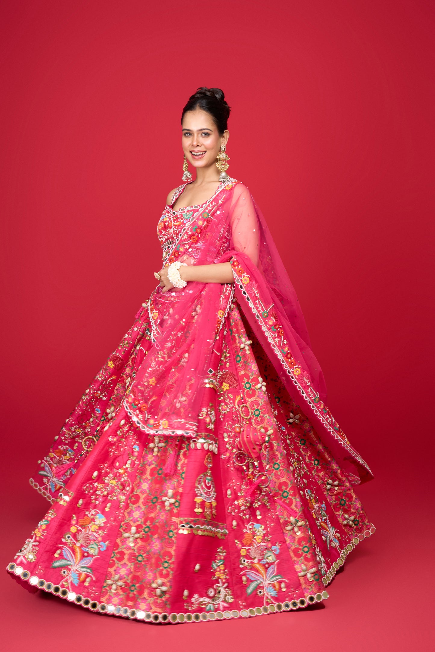 RASPBERRY PINK RAW SILK LEHENGA