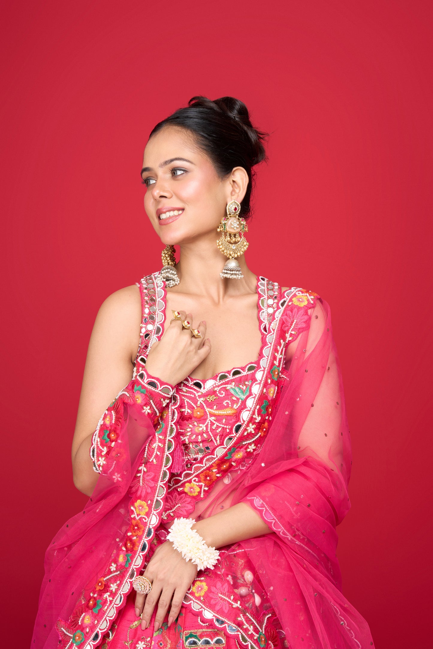 RASPBERRY PINK RAW SILK LEHENGA