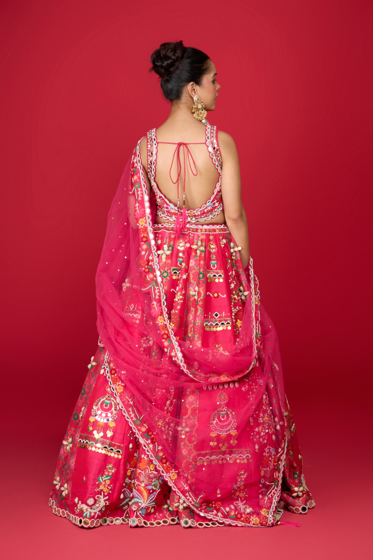 RASPBERRY PINK RAW SILK LEHENGA