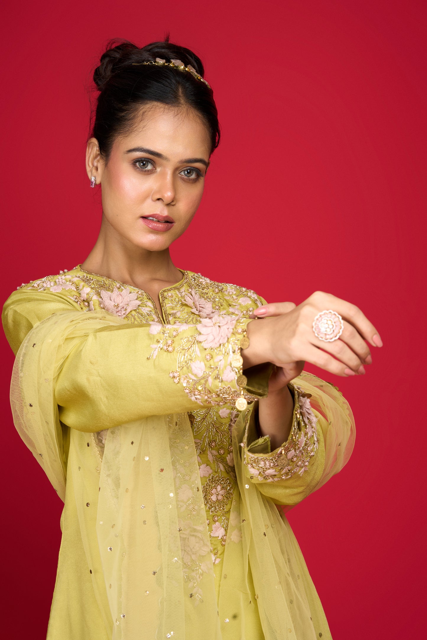 PEAR GREEN SILK LEHENGA