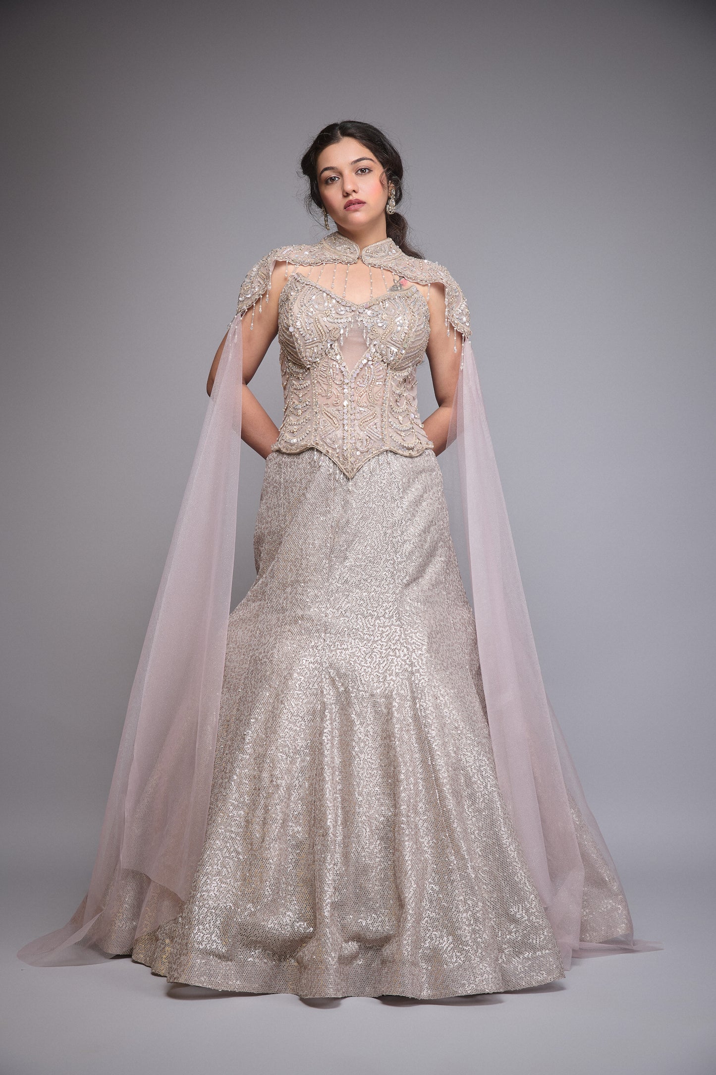 MISTY ROSE EMBROIDERED LEHENGA