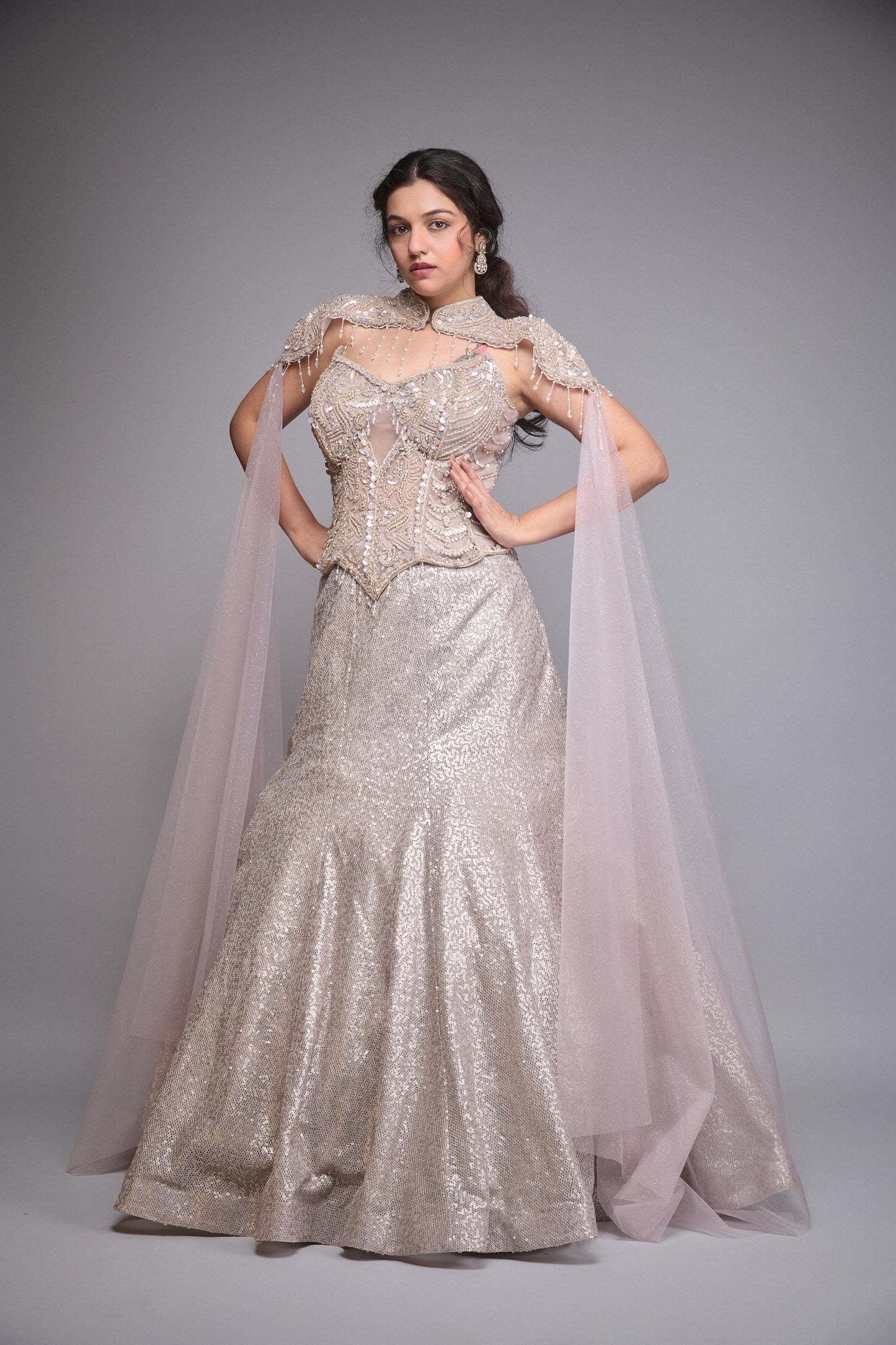 MISTY ROSE EMBROIDERED LEHENGA
