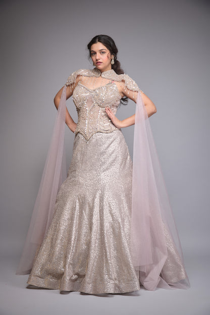 MISTY ROSE EMBROIDERED LEHENGA