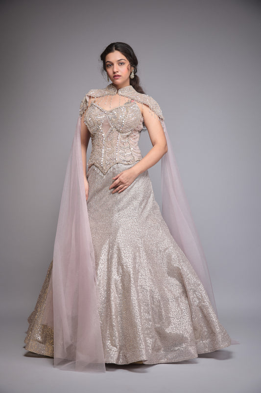 MISTY ROSE EMBROIDERED LEHENGA