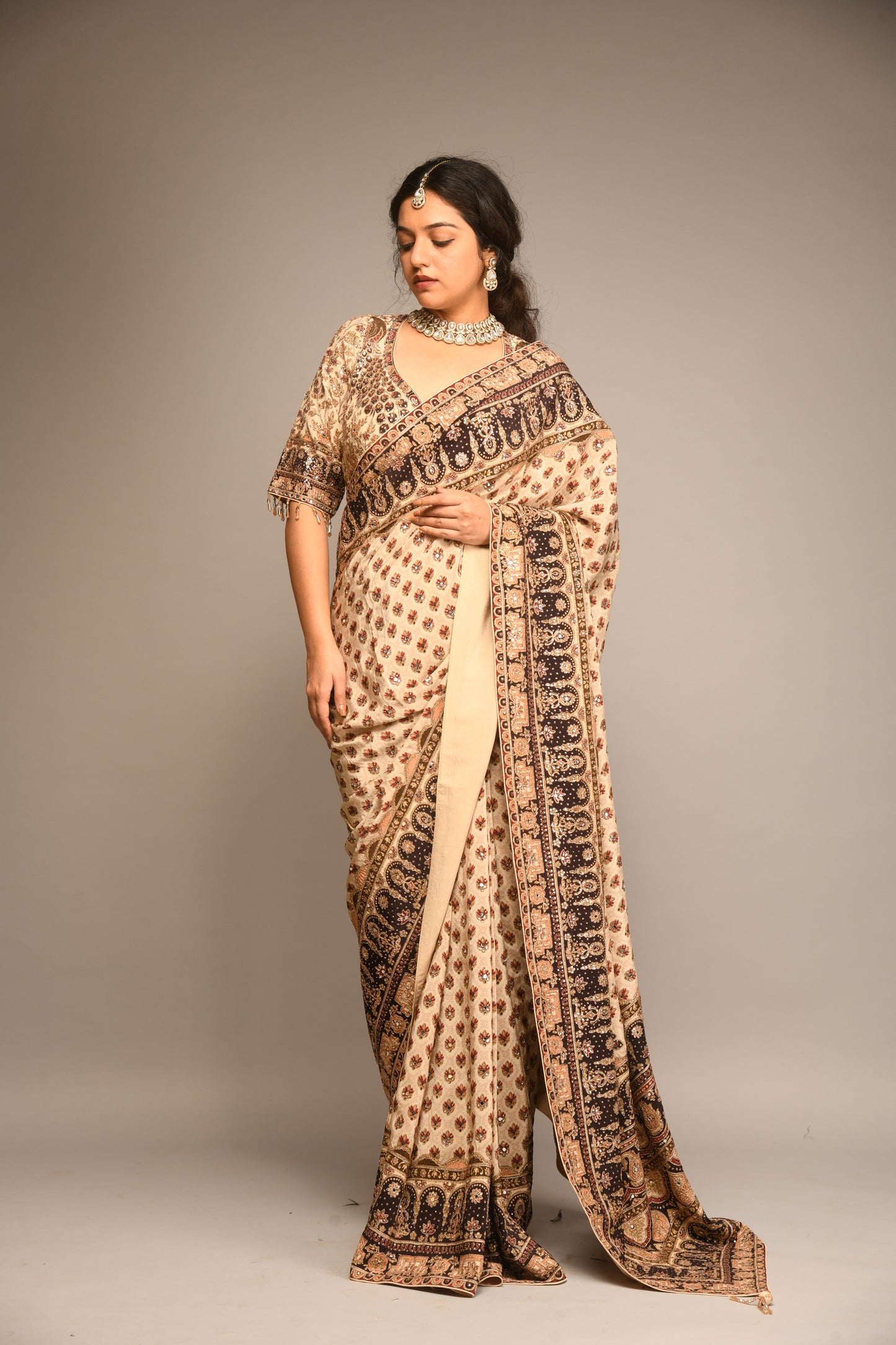 CARAMEL PRINTED SAREE