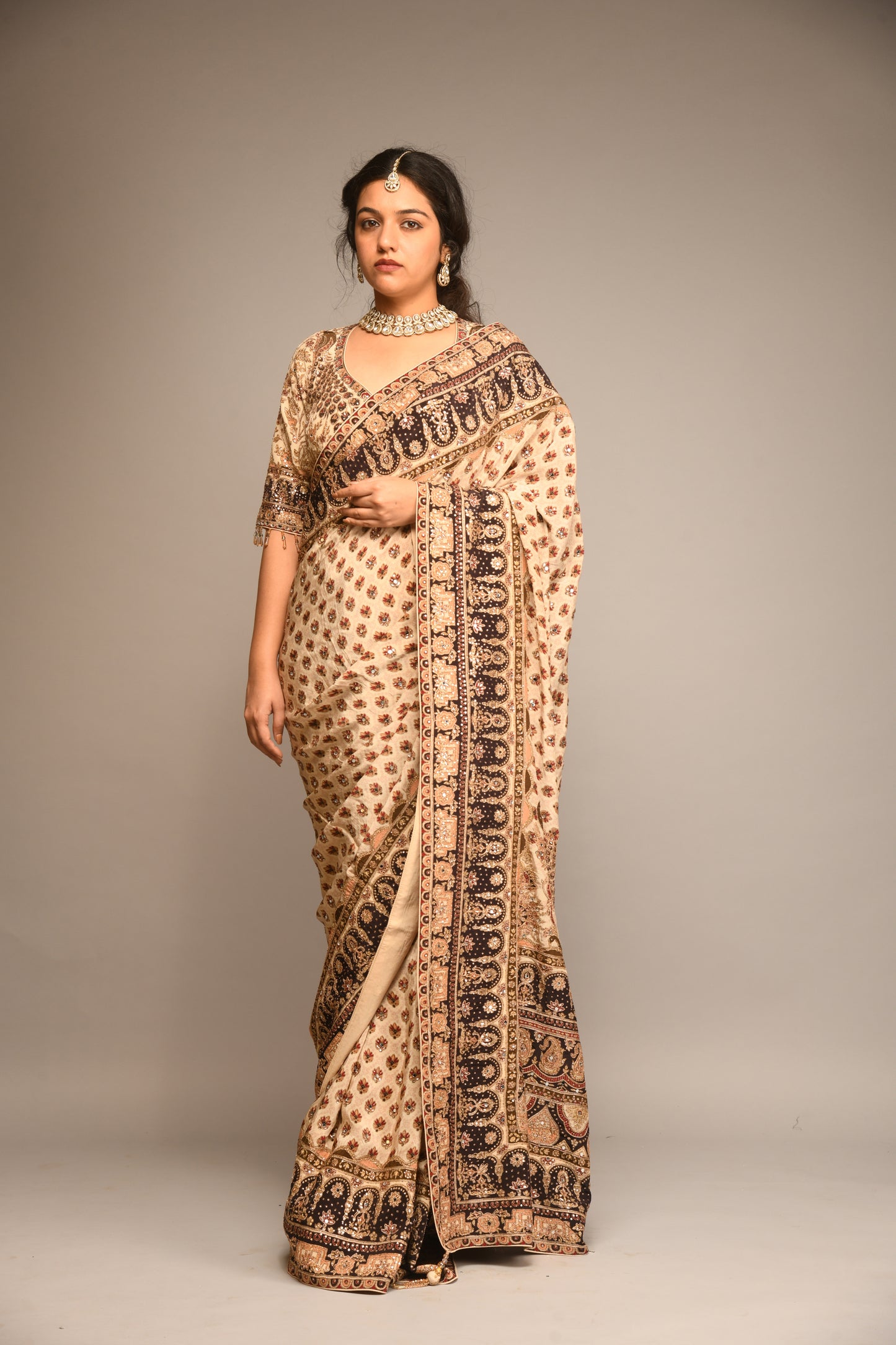 CARAMEL PRINTED SAREE