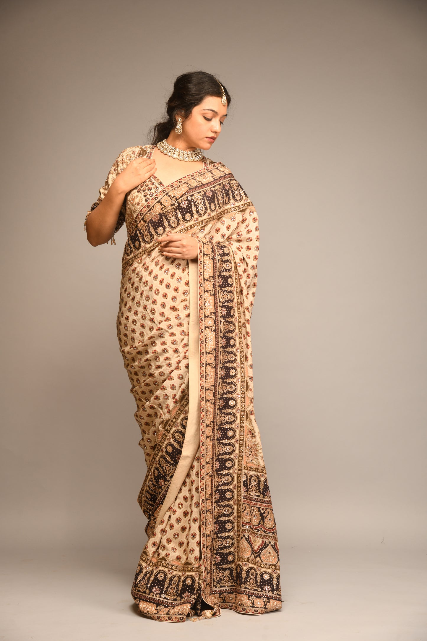 CARAMEL PRINTED SAREE
