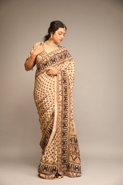 CARAMEL PRINTED SAREE