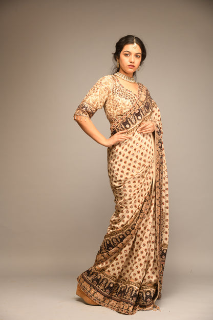 CARAMEL PRINTED SAREE