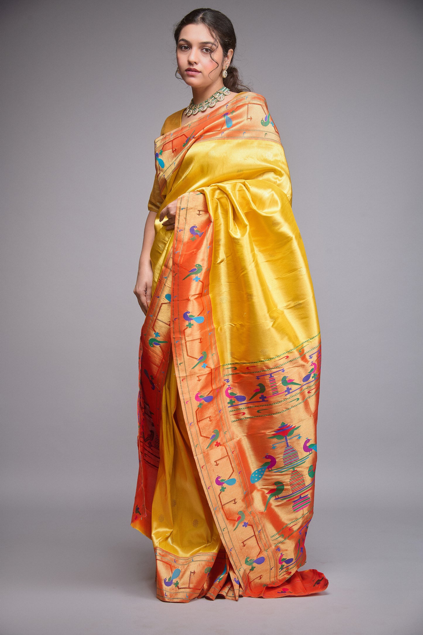 HONEY YELLOW PAITHANI SILK SAREE