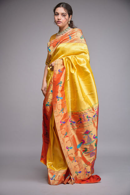 HONEY YELLOW PAITHANI SILK SAREE