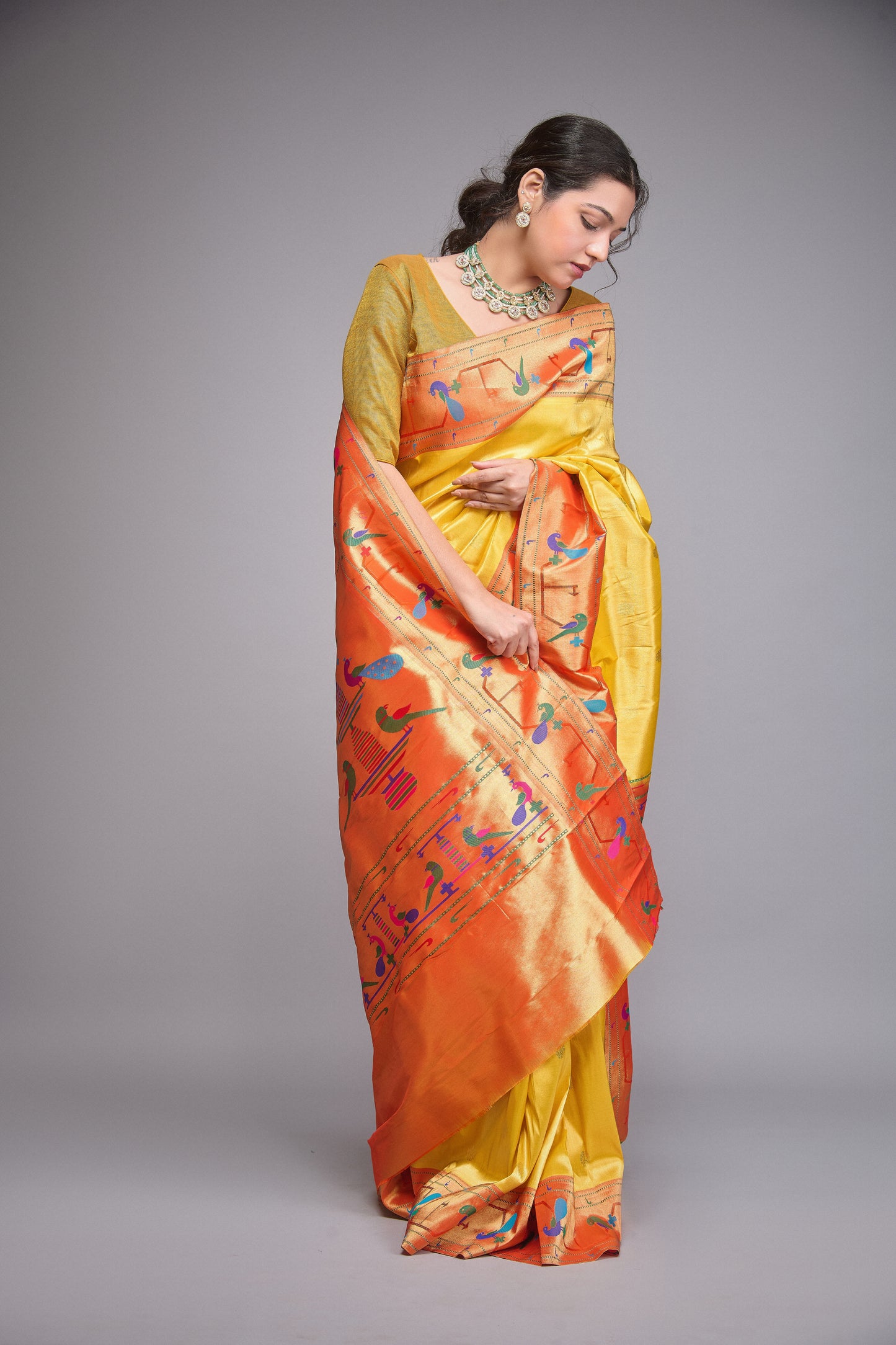 HONEY YELLOW PAITHANI SILK SAREE