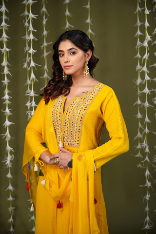 TUSCANY YELLOW EMBROIDERED SUIT SET