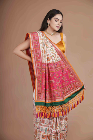 WHITE TAFFETA SILK SAREE alternate