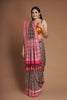 GREY EMBROIDERED PATOLA SAREE WITH CONTRAST PINK PALLU