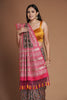 GREY EMBROIDERED PATOLA SAREE WITH CONTRAST PINK PALLU