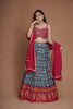 RUBY PINK GAJI AJRAKH PRINT LEHENGA WITH LAGDI PATTA BORDER