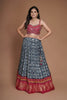 RUBY PINK GAJI AJRAKH PRINT LEHENGA WITH LAGDI PATTA BORDER