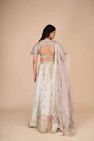 MINT BLUE TISSUE LEHENGA alternate
